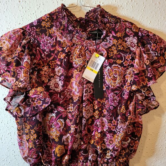 Cynthia Steffe floral wide leg smocked ruffle jumpsuit whimsigoth f - Picture 4 of 5